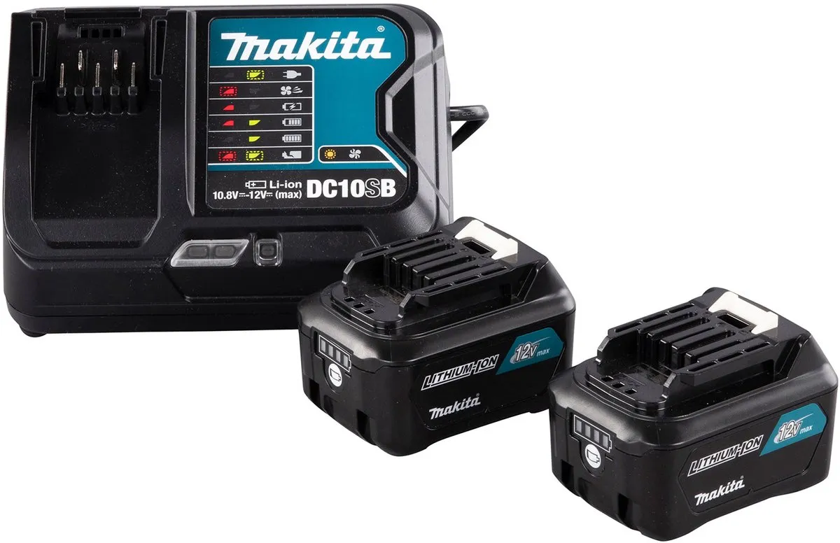 Makita BL1041B Accu 12V 4.0Ah + DC10SB Lader - 2 Stuks