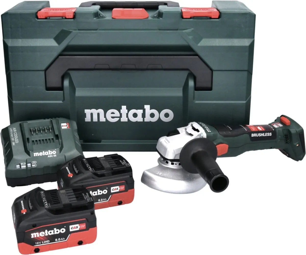 Metabo W 18 LT BL 11-125 Accu Haakse Slijper - 18V 125mm Borstelloos - 2x 8.0Ah - afbeelding 4 van 5