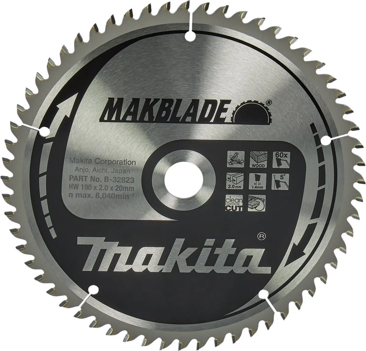 Makita B-32823 Afkortzaagblad Hout 190mm 60T