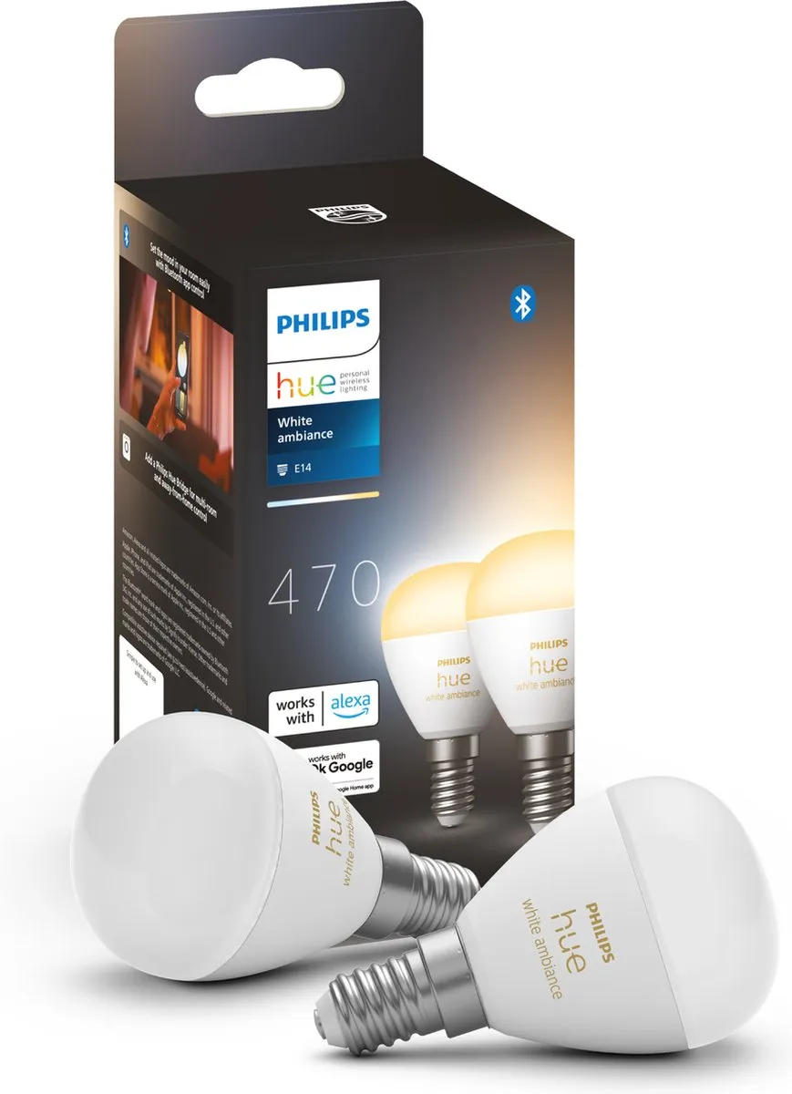 Philips Hue Kogellamp E14 Mat - 2 Stuks - 5.1W
