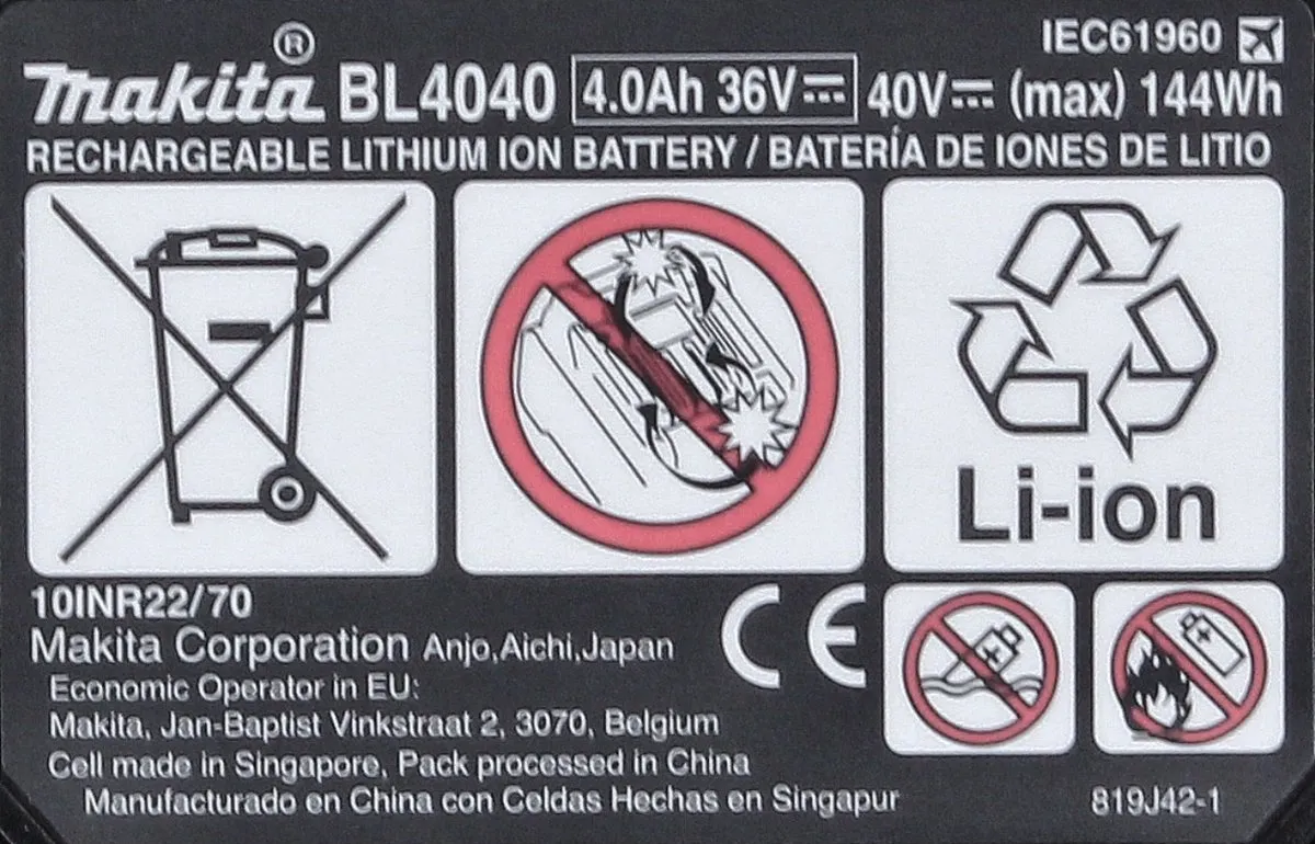 Makita BL 4040 40V 4,0Ah XGT Li-ion Accu - 3x (191B26-6)