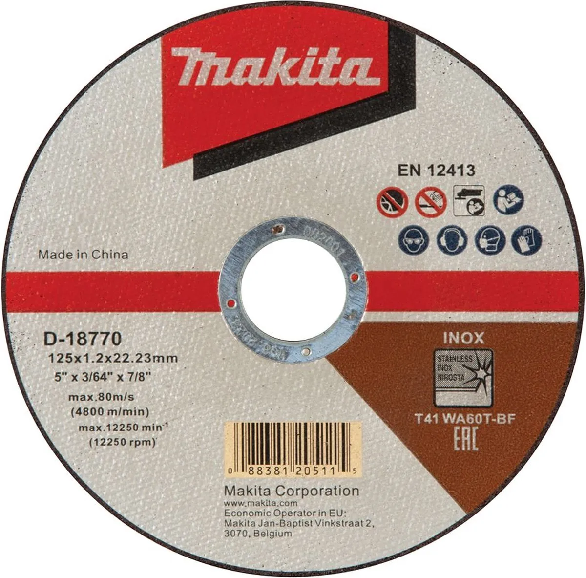 Makita D-18770-100 Doorslijpschijf RVS 125mm - 100 Stuks