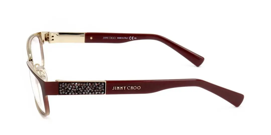 Jimmy Choo JC124 Brilmontuur - Matt Red Light Gold Opal Burgundy