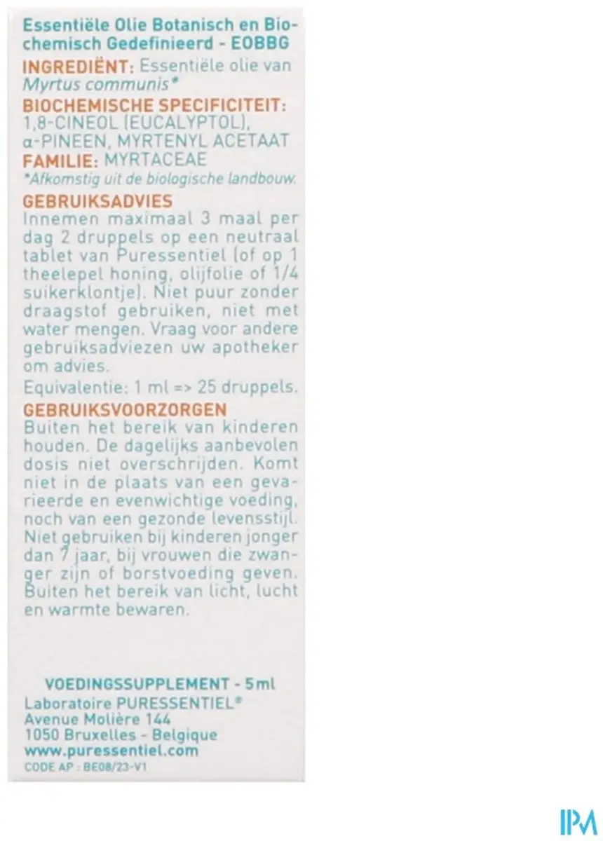 Puressentiel Mirte Biologische Etherische Olie 5ml