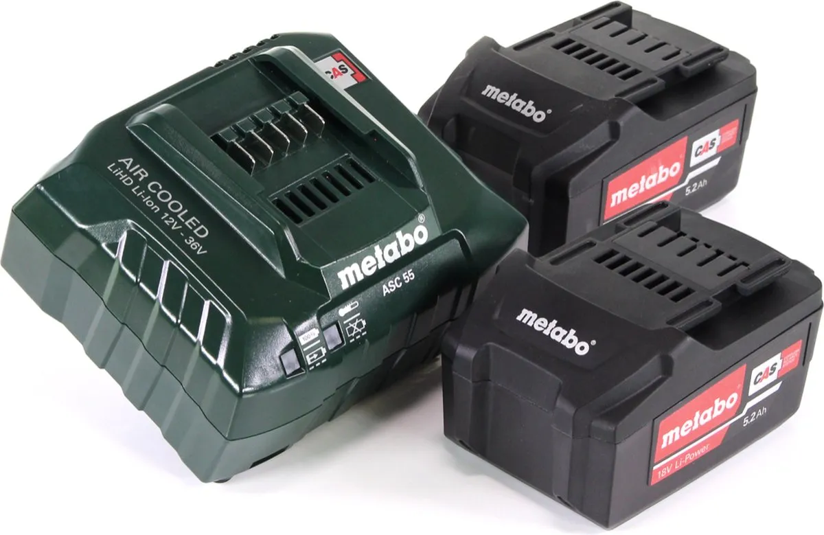 Metabo Basis Accuset 18V 5.2Ah - 2x Accu + Lader ASC 55