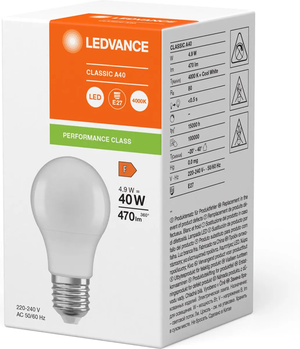 LEDVANCE LED Lamp A60 E27 4.9W 470lm - Mat Glas