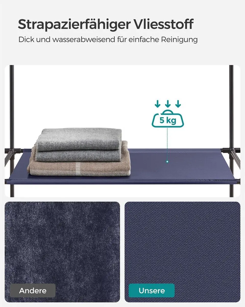 Songmics Kledingkast Grijs - Met kledingroede - afbeelding 6 van 6