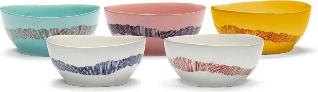 Serax Feast By Ottolenghi Kom 16cm - 4 Stuks - Azure Swirl Stripes