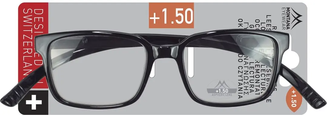 Montana MNR2 Leesbril Zwart +1.00 - Nekhanger