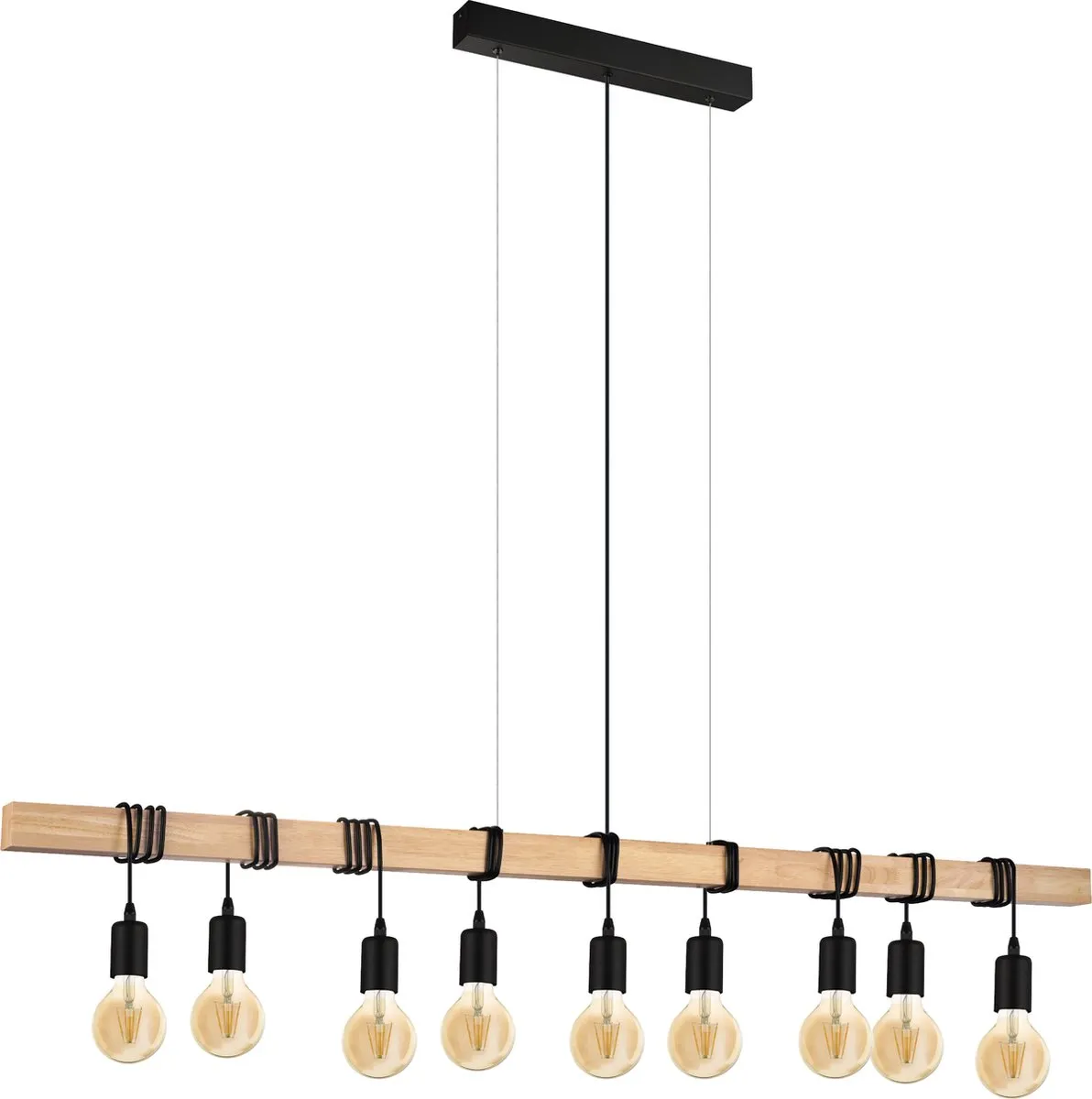 Eglo Townshend Hanglamp E27 - 150cm - Bruin/Zwart