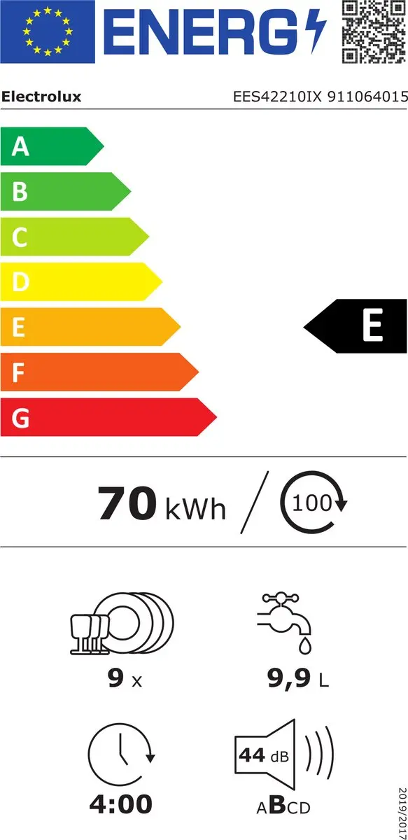 Electrolux EES42210IX Inbouw Vaatwasser 9 Couverts - Roestvrijstaal