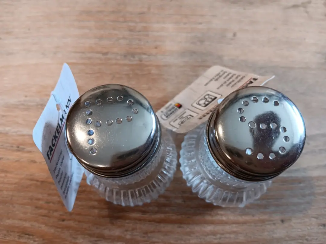 Fackelmann Peper & Zoutstel - Transparant/Zilver - 2 Stuks