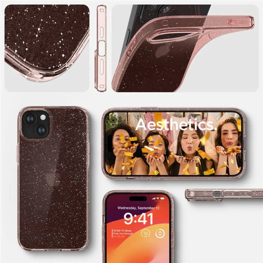 Spigen Liquid Crystal iPhone 15 Plus Hoesje - Roze Quartz