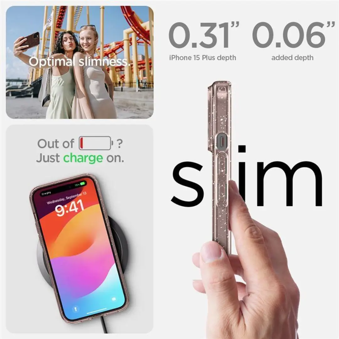 Spigen Liquid Crystal iPhone 15 Plus Hoesje - Roze Quartz