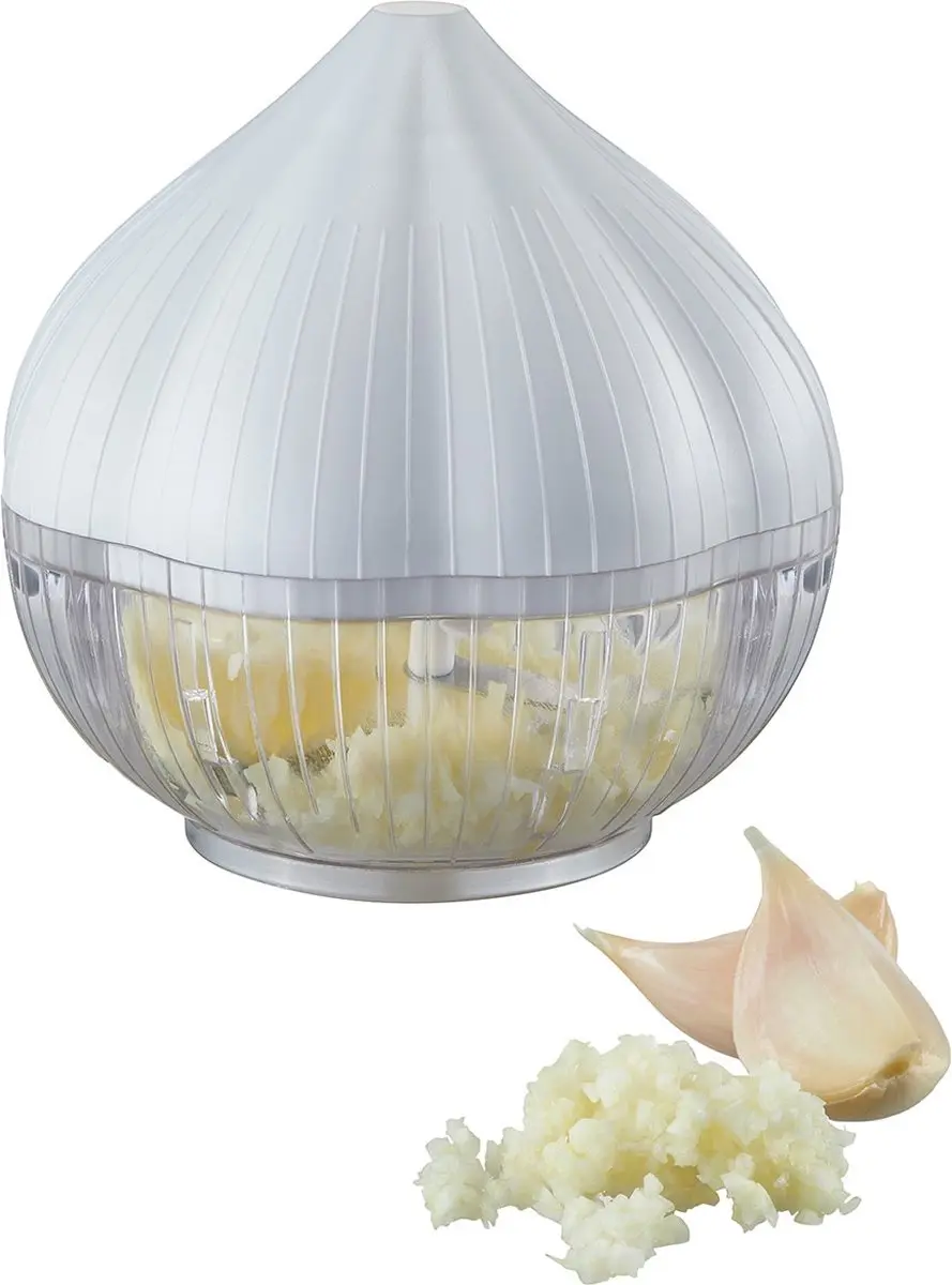 GEFU Knoflooksnijder 3 Messen 9cm - Transparant/Wit