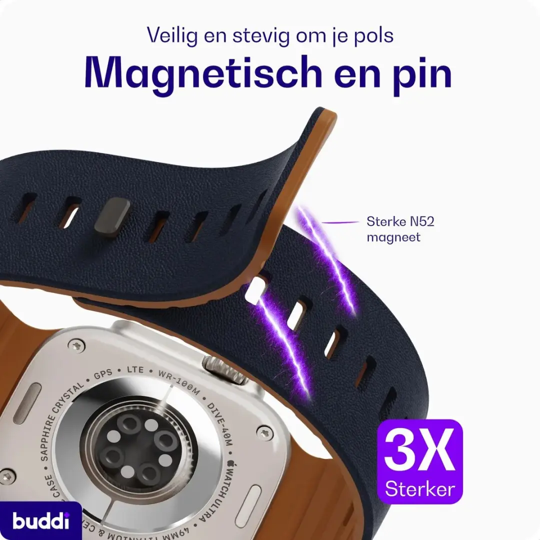 Buddi Luno Magnetisch Apple Watch Bandje Indigo