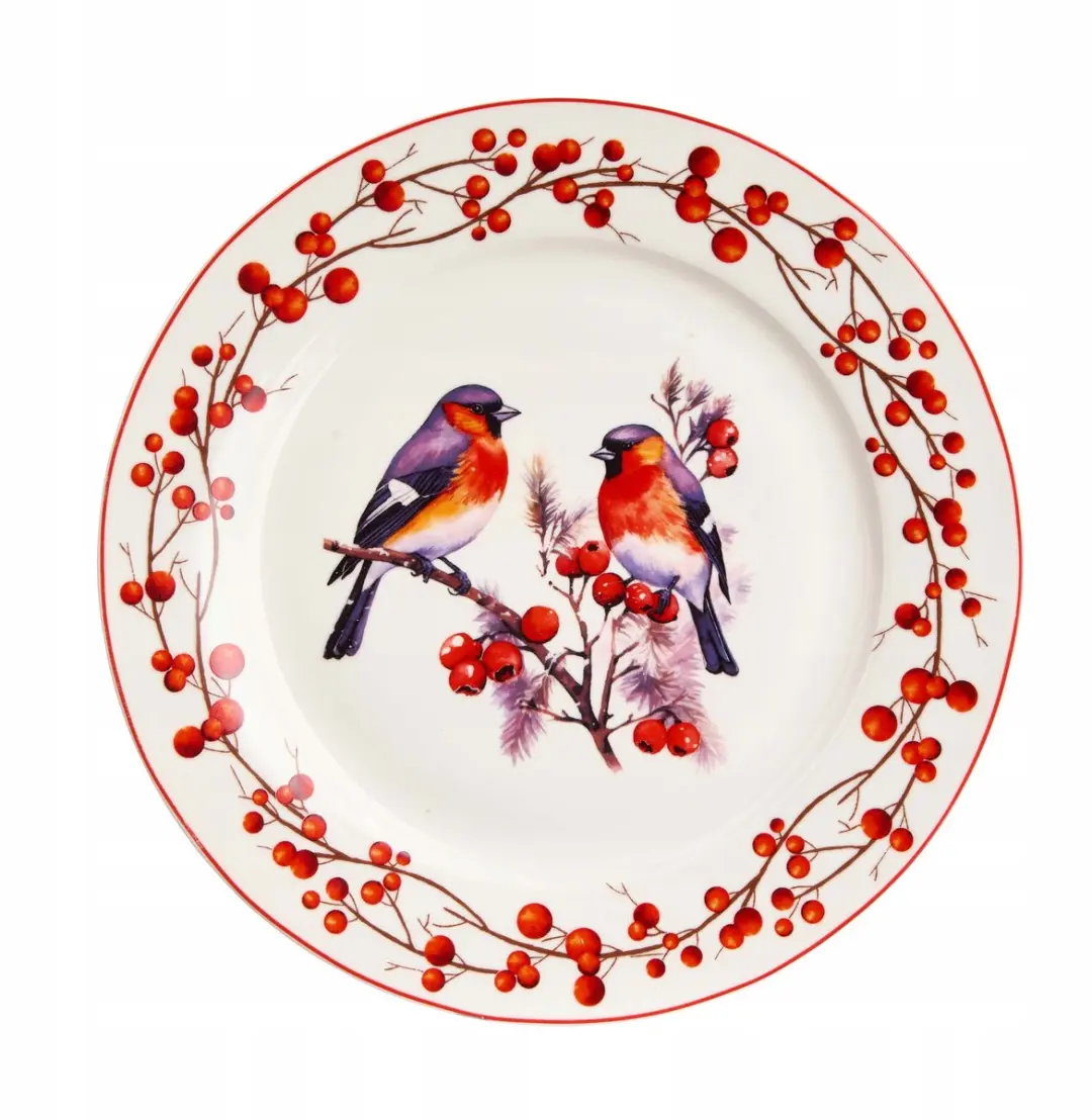 Duo Kerstvogels 3 Groot Bord - Porselein 27cm