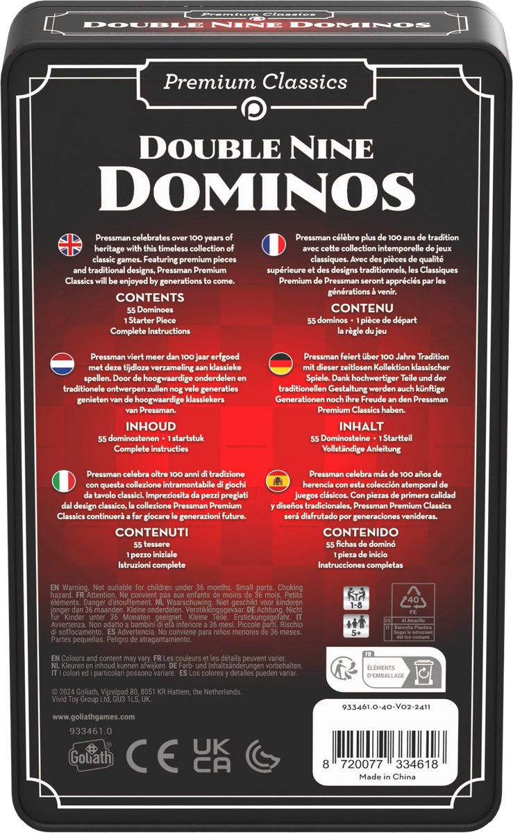 Goliath Double Nine Dominos - Actiespel - Familiespel - Domino - Denkspel