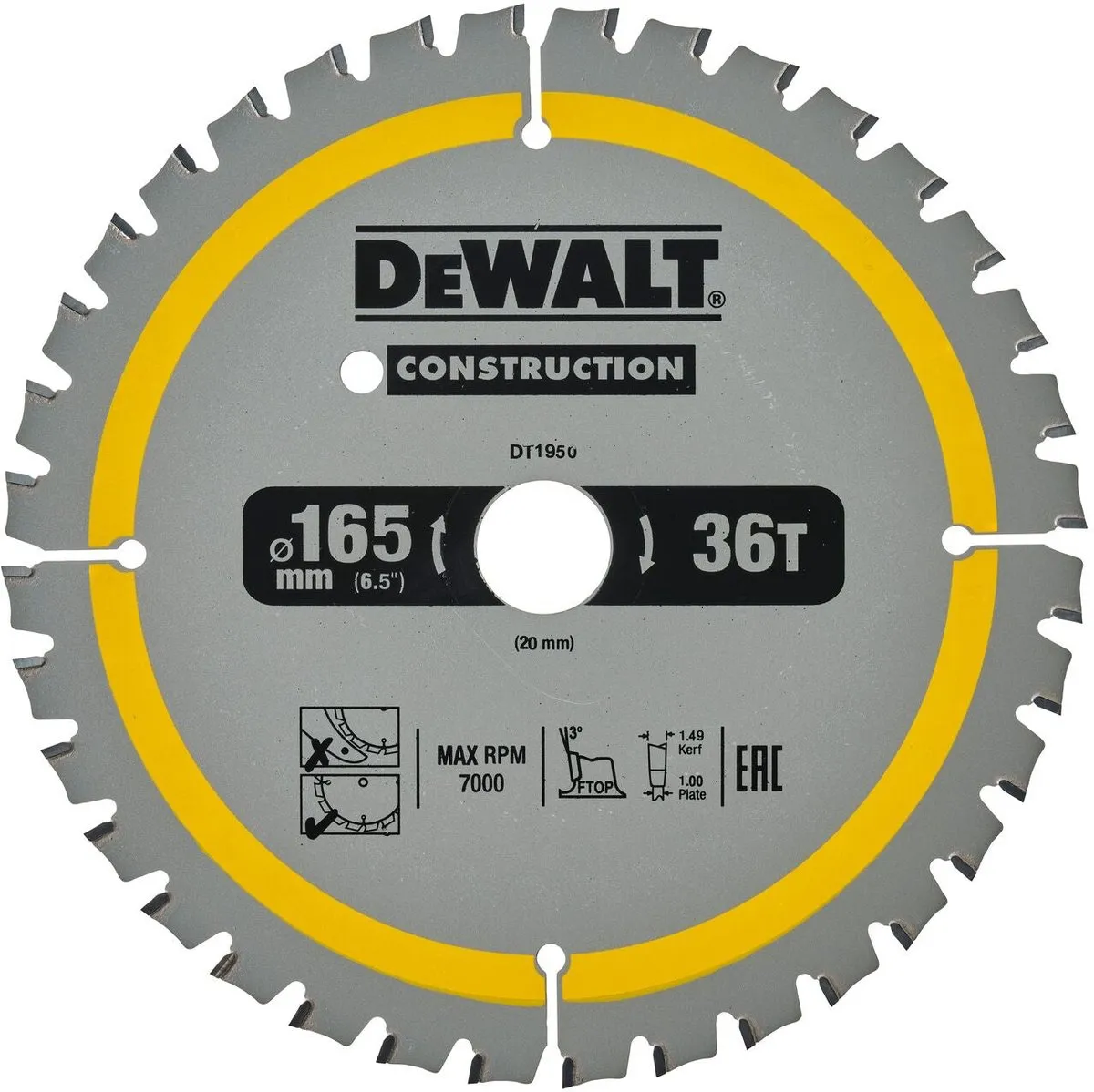 DeWalt DT1950-QZ Cirkelzaagblad Hout 165mm 36T