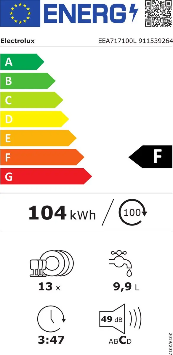 Electrolux EEA717100L Inbouw Vaatwasser 13 Couverts - 60cm