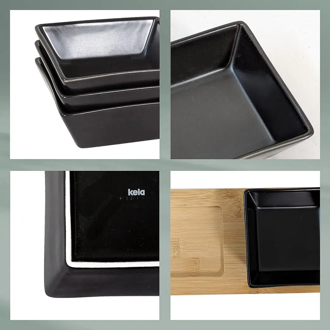 Kela Schaaltjesset Vierkant - 4 Stuks Zwart