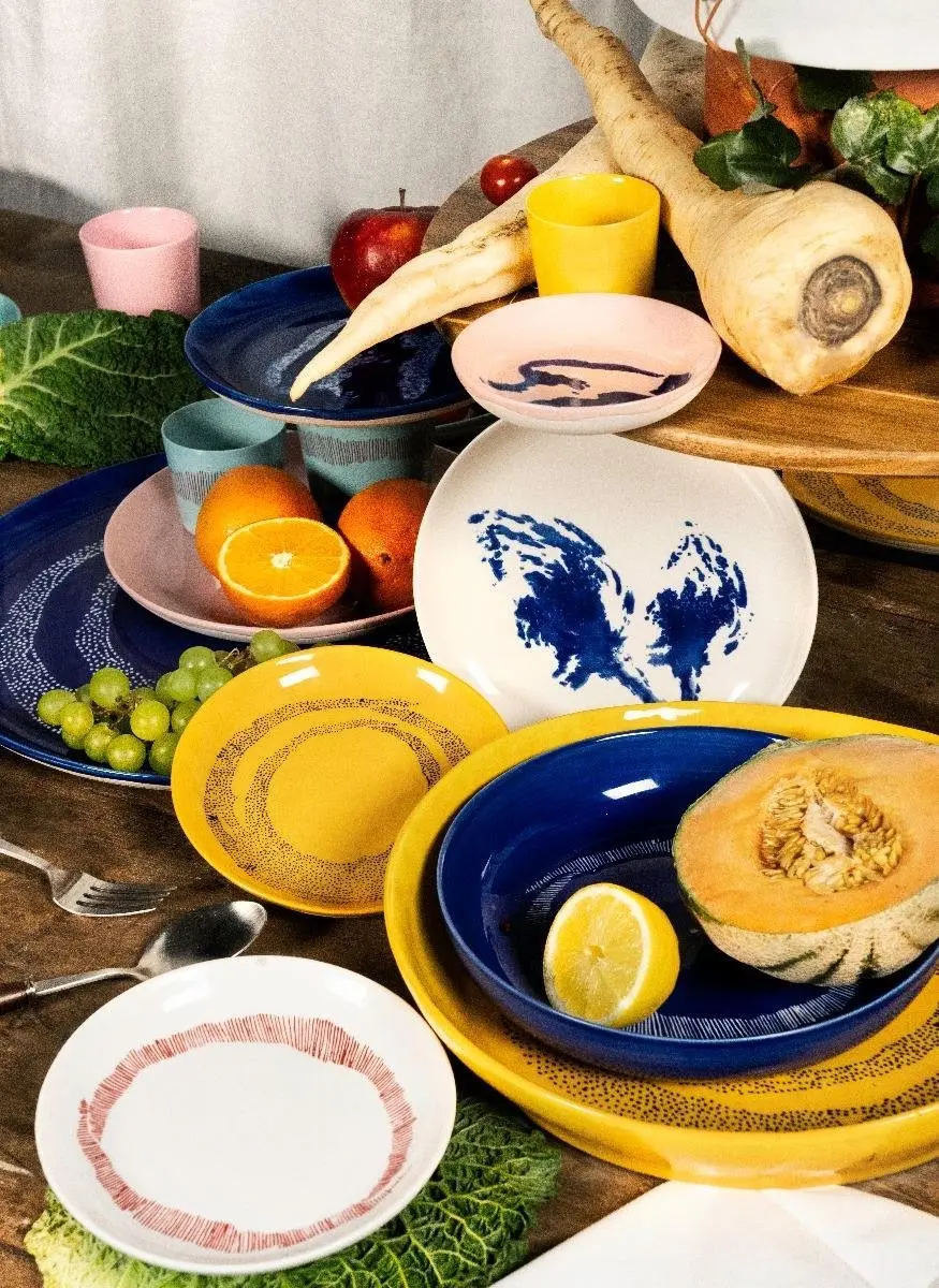 Serax Feast By Ottolenghi Kom Ø16cm - Roze met blauwe strepen