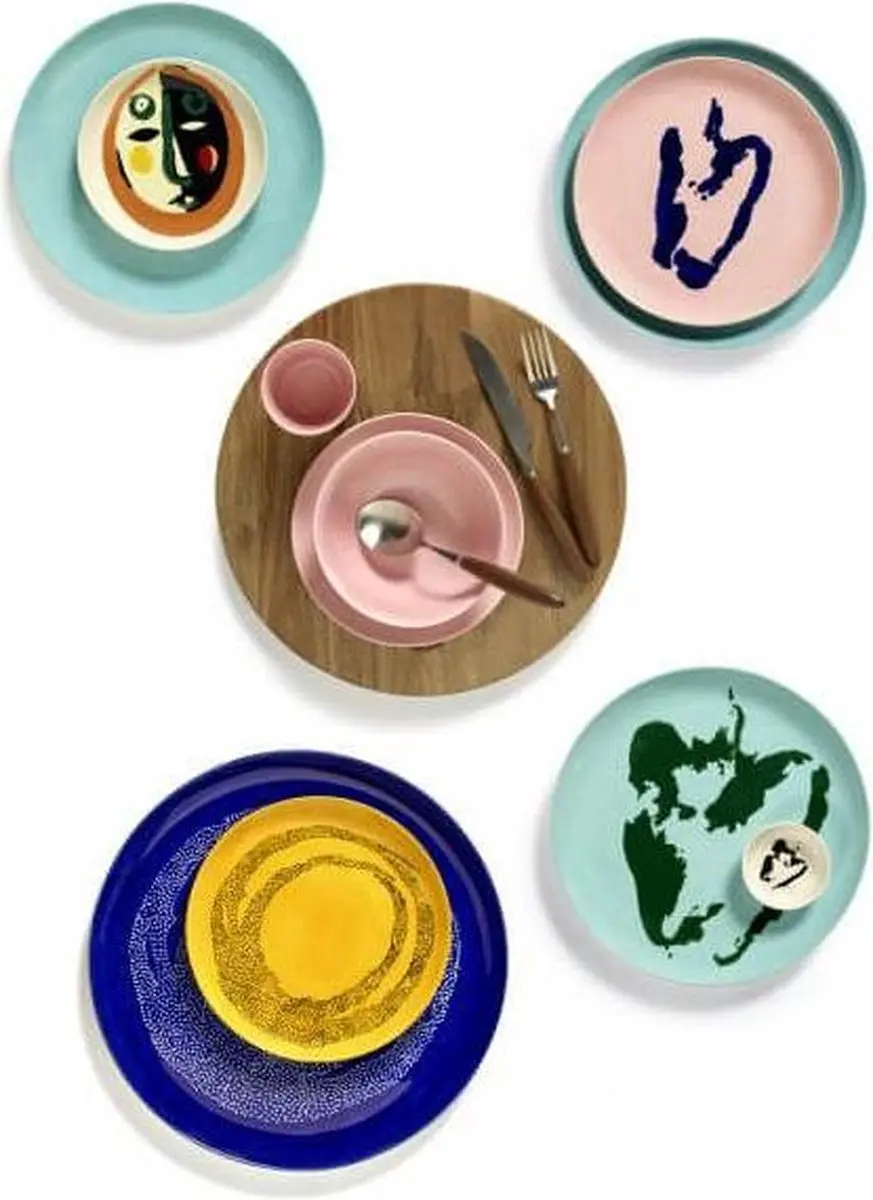 Serax Feast By Ottolenghi Kom Ø16cm - Roze met blauwe strepen