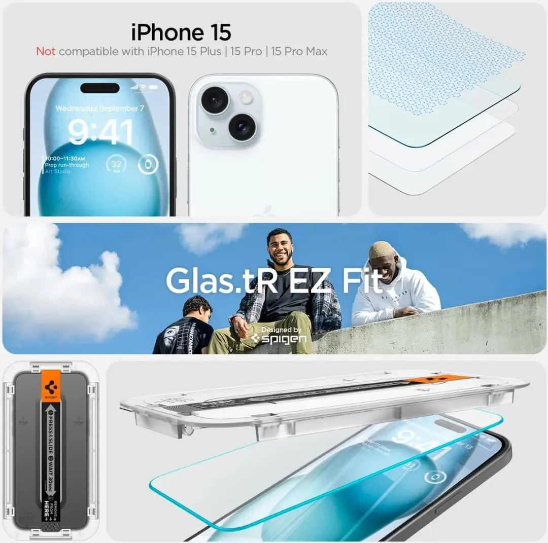 Spigen EZ Fit GLAS.tR Screenprotector iPhone 16 - 2 Stuks