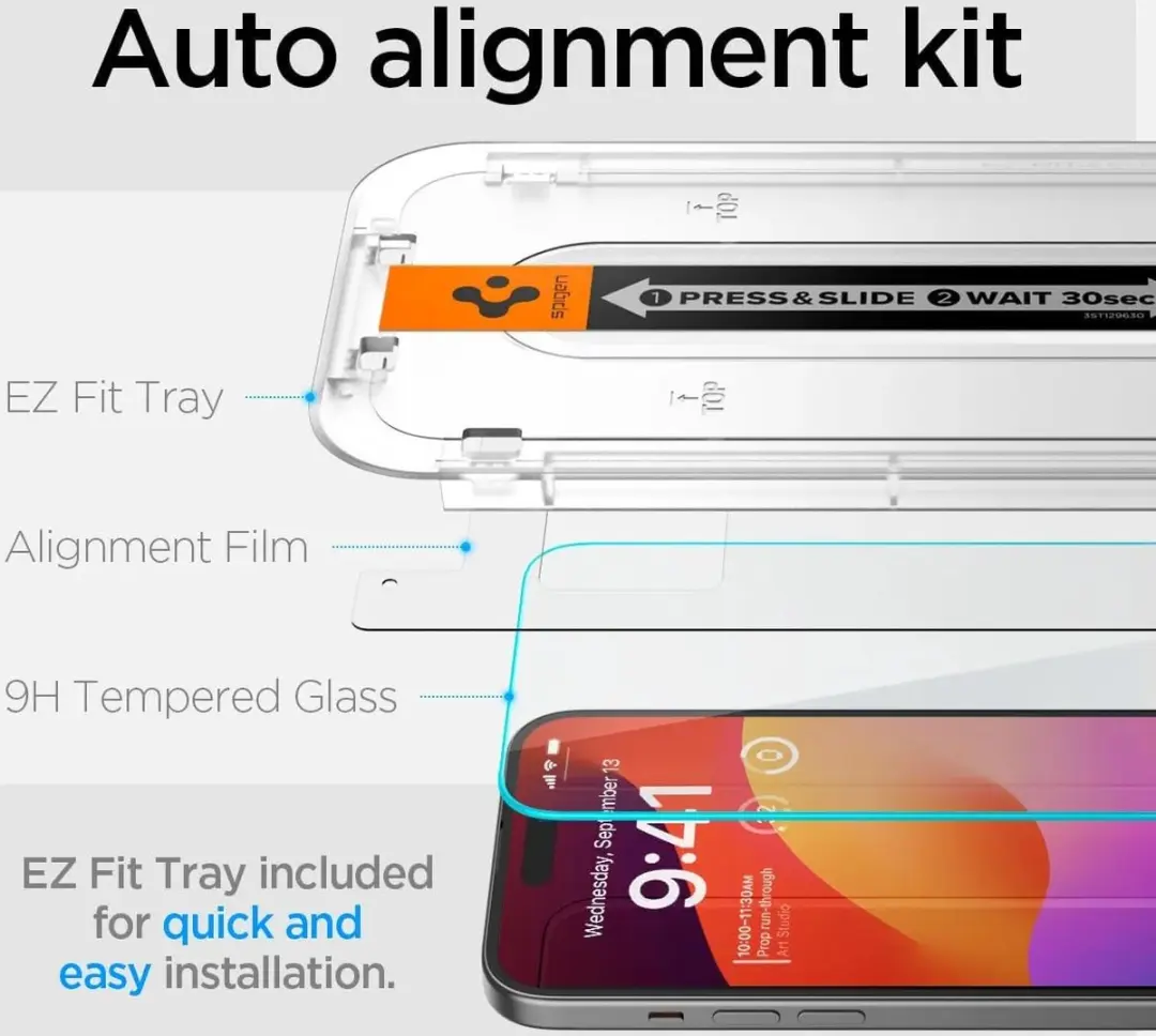 Spigen EZ Fit GLAS.tR Screenprotector iPhone 16 - 2 Stuks