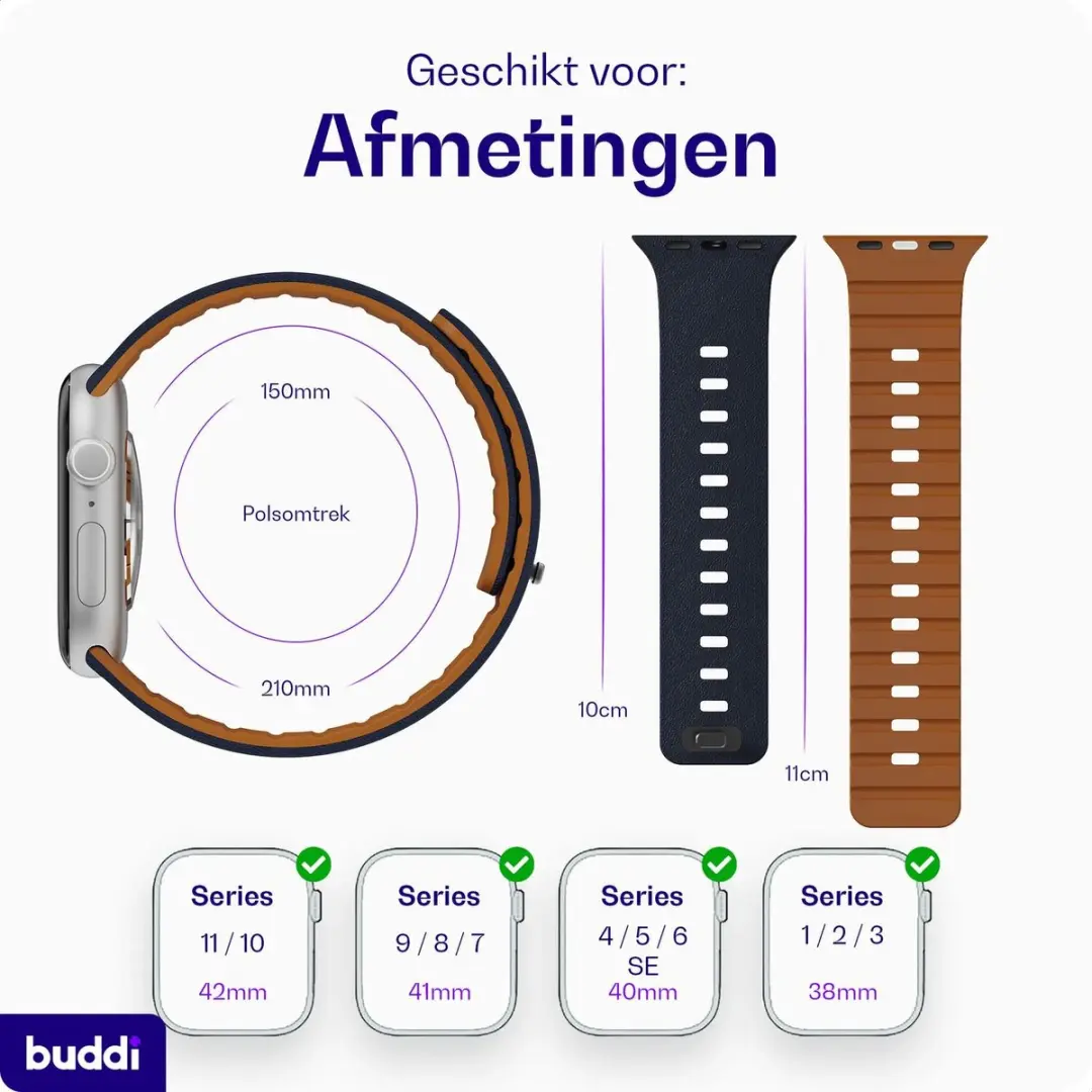 Buddi Luno Magnetisch Apple Watch Bandje - Indigo