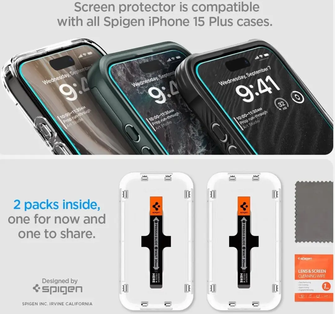 Spigen EZ Fit GLAS.tR iPhone 16 Plus Screenprotector - 2 Stuks