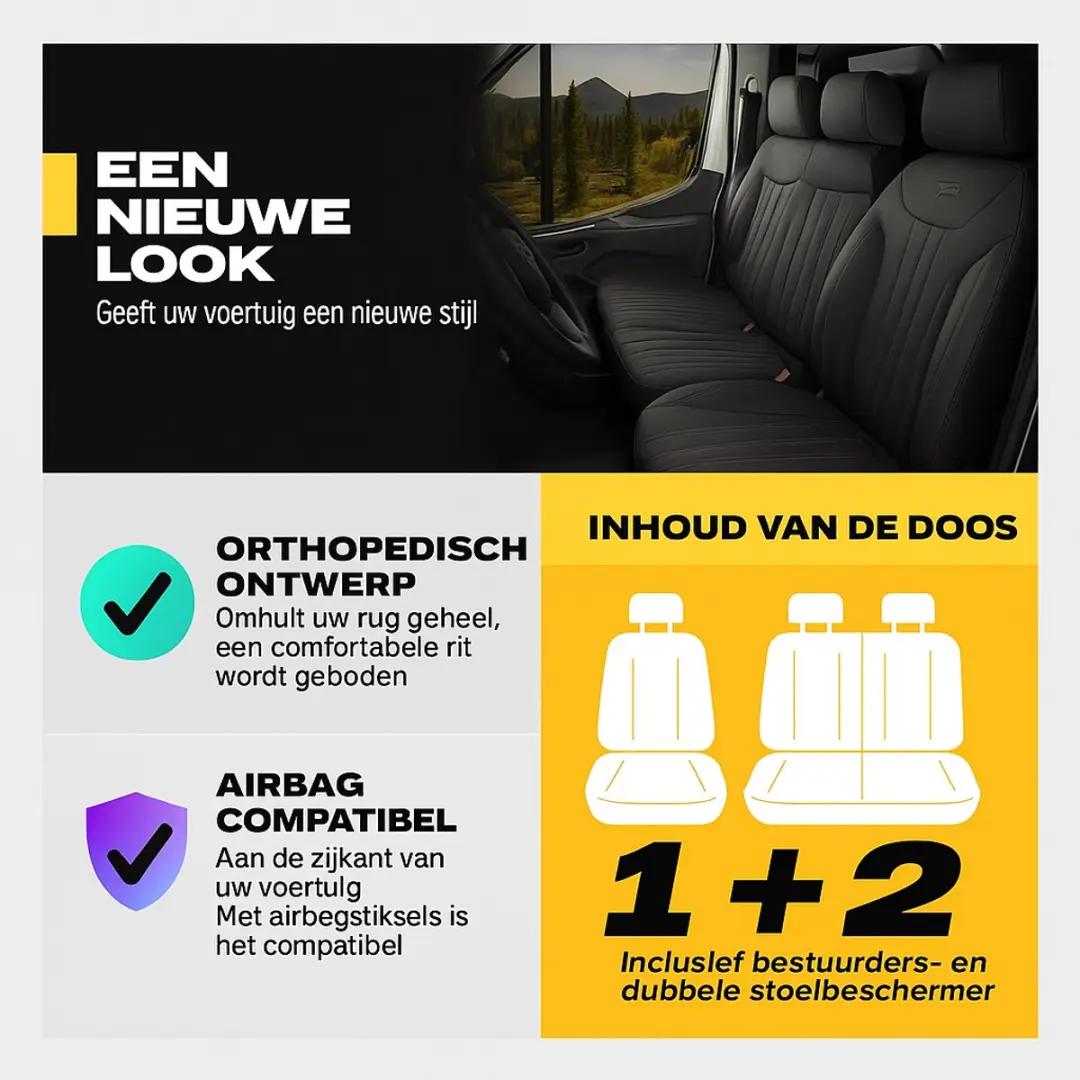 Panda Stoelhoezen Renault Master 3 - Atlanta Zwart