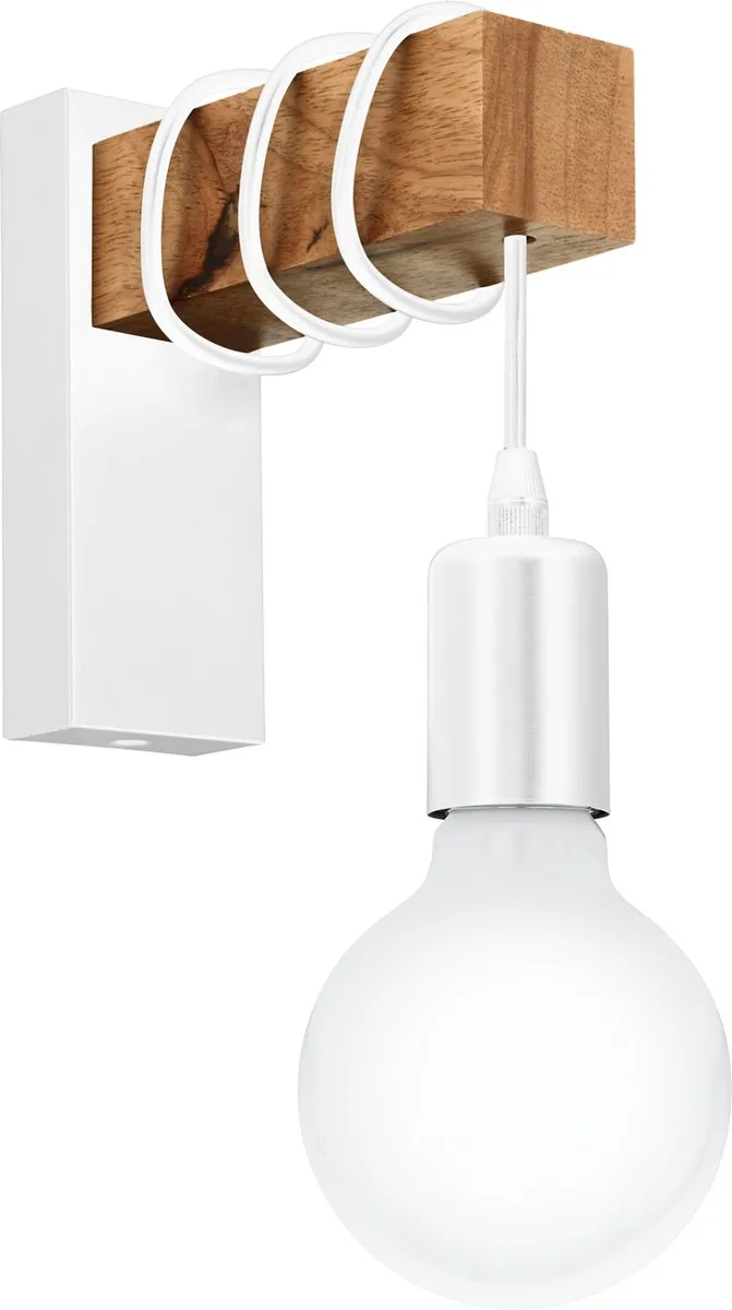 Eglo Townshend Wandlamp E27 - Hout - Wit/Bruin