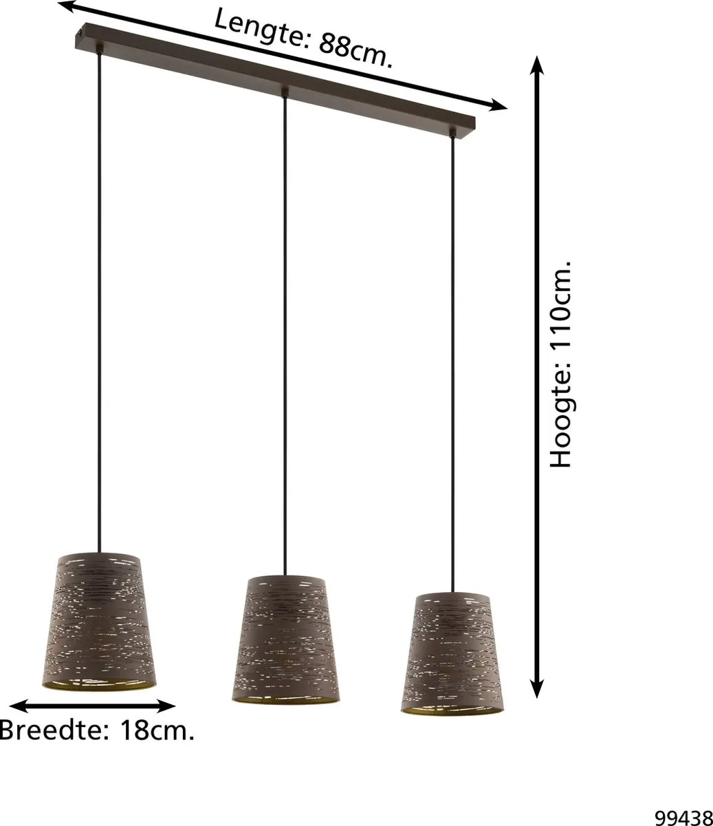 Eglo Segezia Hanglamp E27 88cm - Mokka - afbeelding 6 van 6
