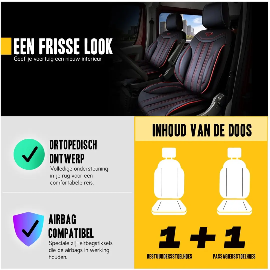 Panda Stoelhoezen Ford Transit Courier - Miami Rood