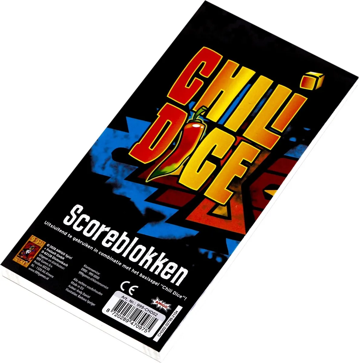 999 Games Chili Dice Scoreblokken - 3 Stuks - Multi Kleuren