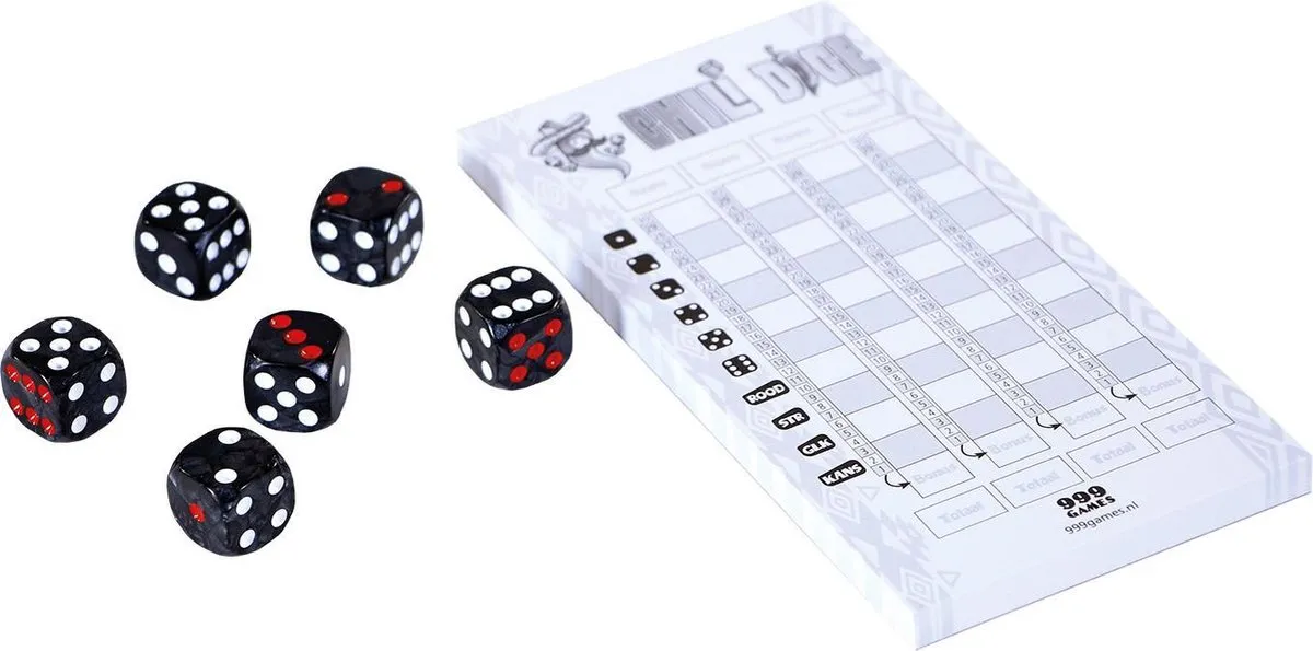 999 Games Chili Dice Scoreblokken - 3 Stuks - Multi Kleuren