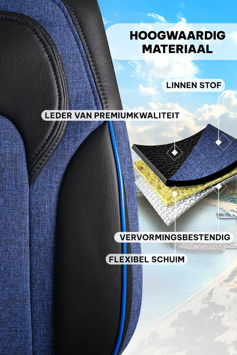 Panda Stoelhoezen Audi Q8 Sevilla Blauw - Linnenstof
