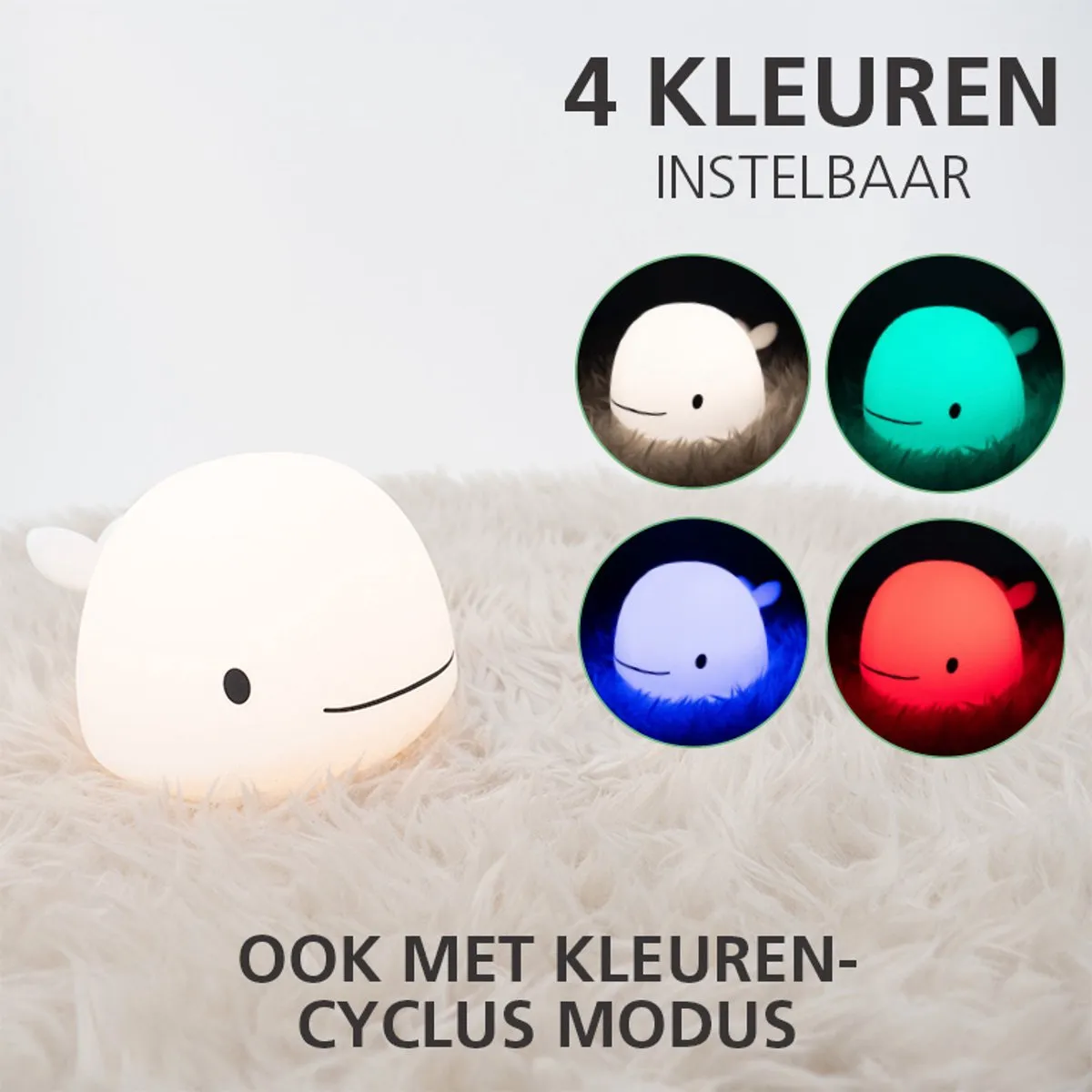 Eglo Castellino Walvis Nachtlampje - RGB & Wit - Oplaadbaar - Wit