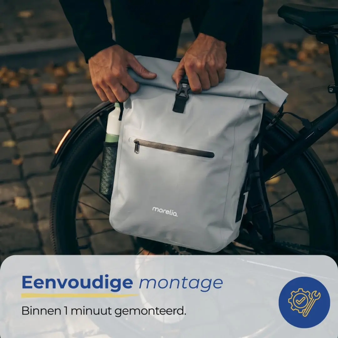 Morelia Fietstas Set Sage Green - 56L - 2x28L + Laptoptas & Achterlicht - afbeelding 6 van 6