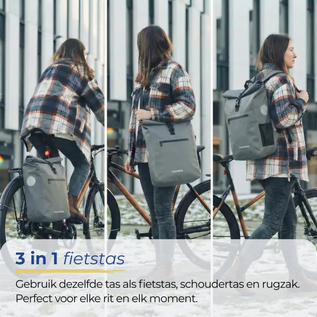 Morelia Fietstas Set Sage Green - 56L - 2x28L + Laptoptas & Achterlicht