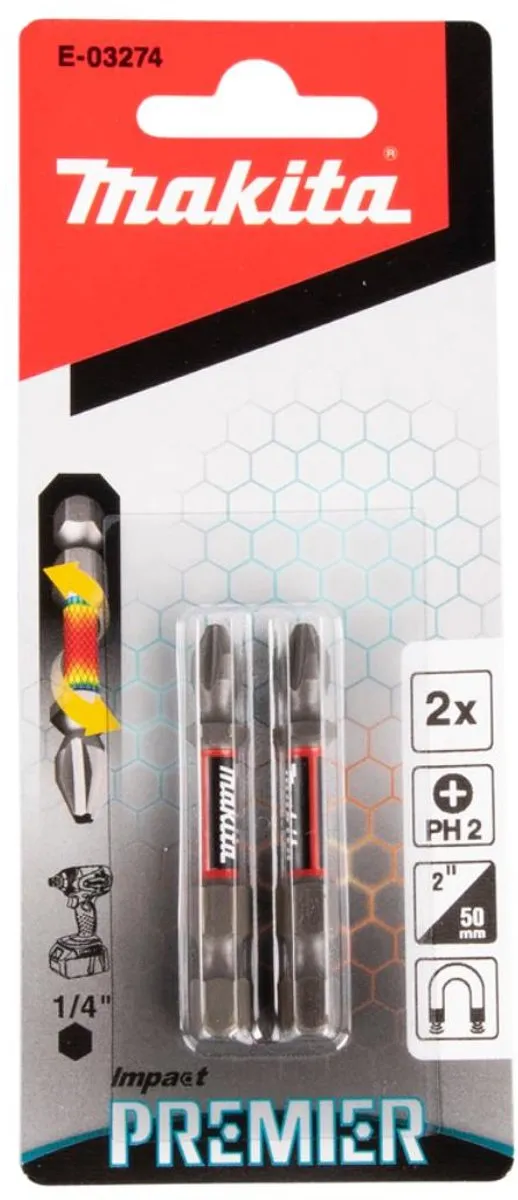 Makita Impact PH2 Slagschroefbit 2 Stuks - E-03274 - afbeelding 2 van 4