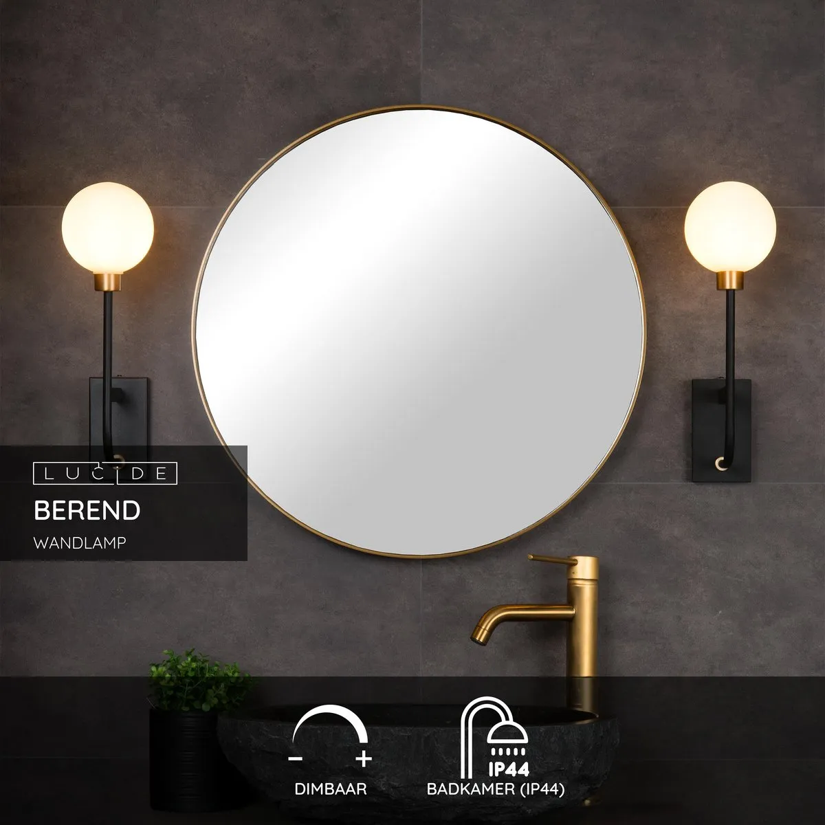 Lucide Berend Wandlamp G9 IP44 - Zwart - afbeelding 6 van 6