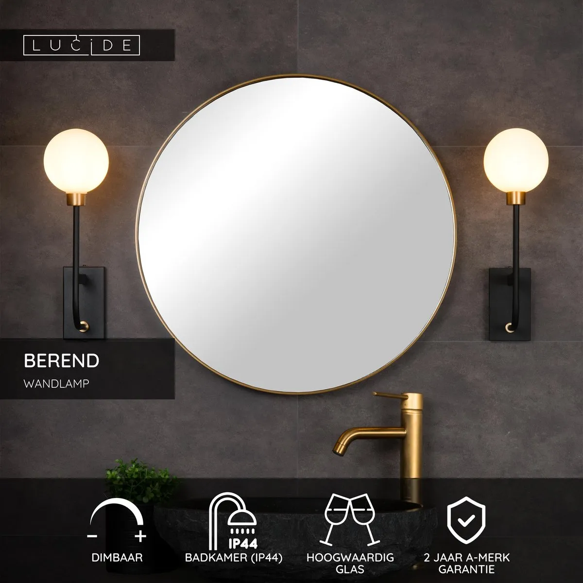 Lucide Berend Wandlamp G9 IP44 - Zwart