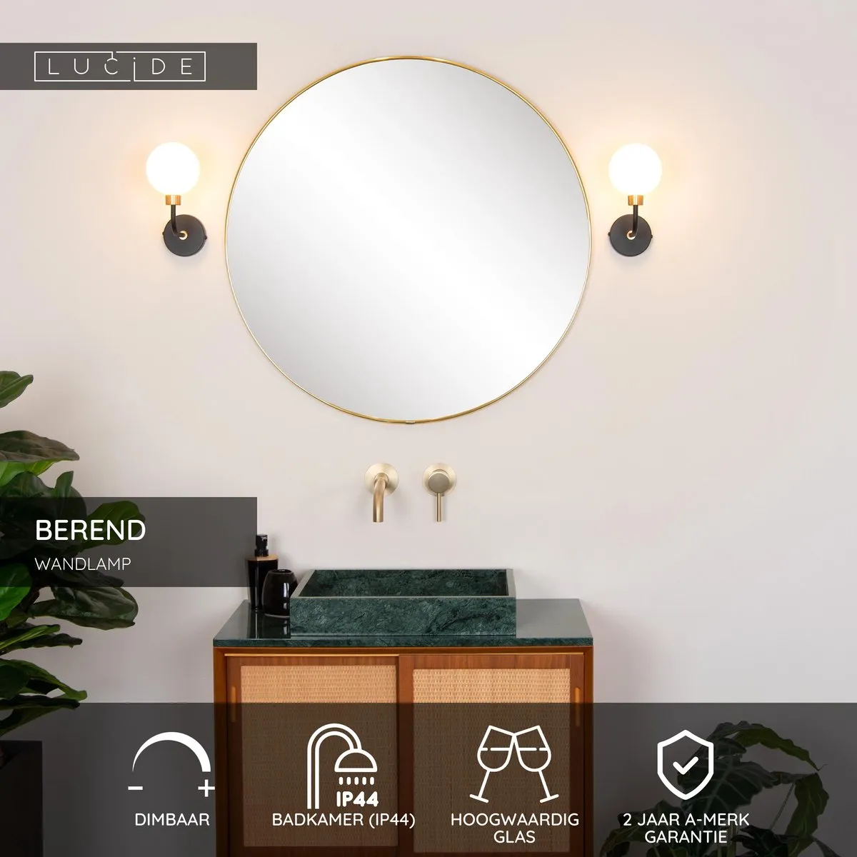 Lucide Berend Wandlamp G9 IP44 - Zwart