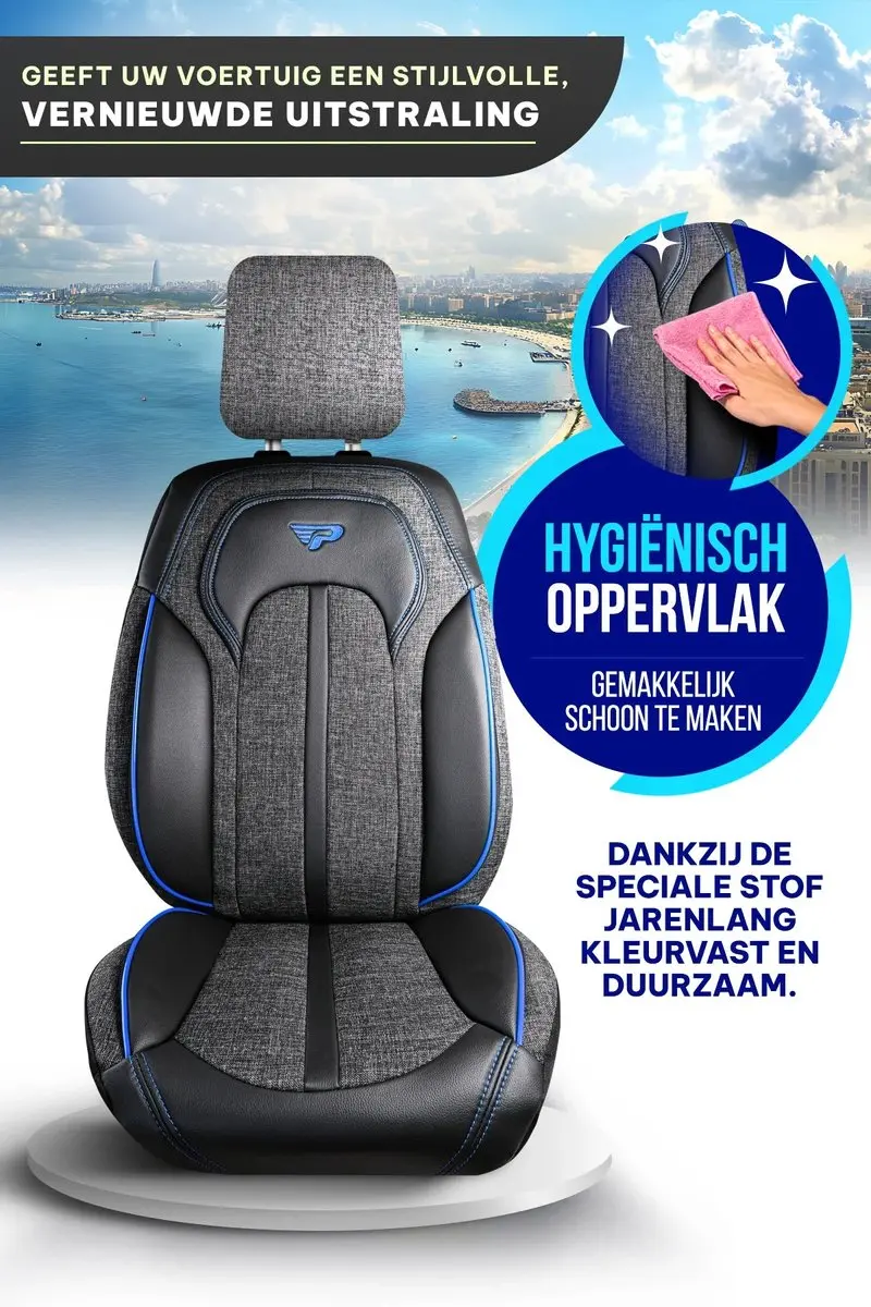 Panda Sevilla Autostoelhoezen Ford Galaxy - Antraciet/Blauw - Linnenstof