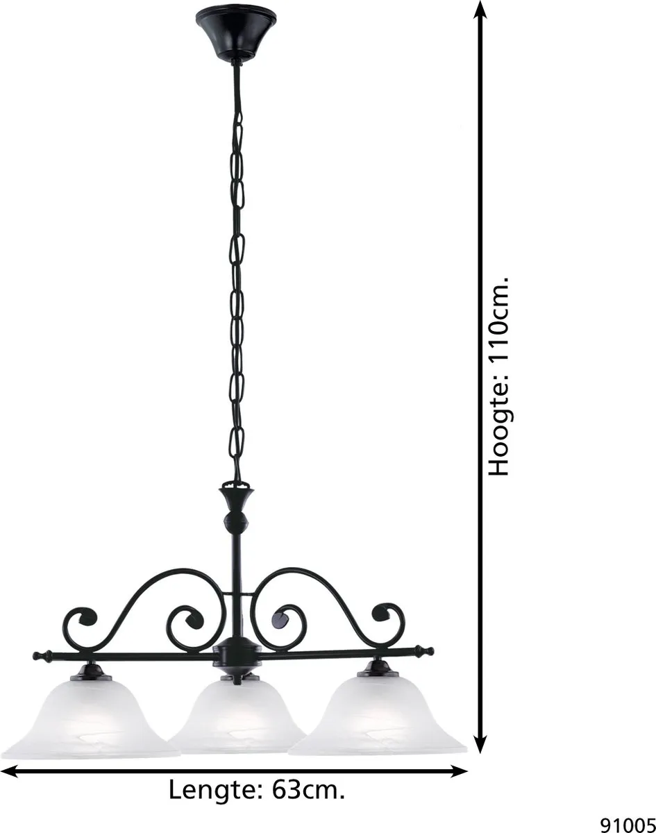 Eglo Murcia Hanglamp 3 Lichts - Zwart/Wit