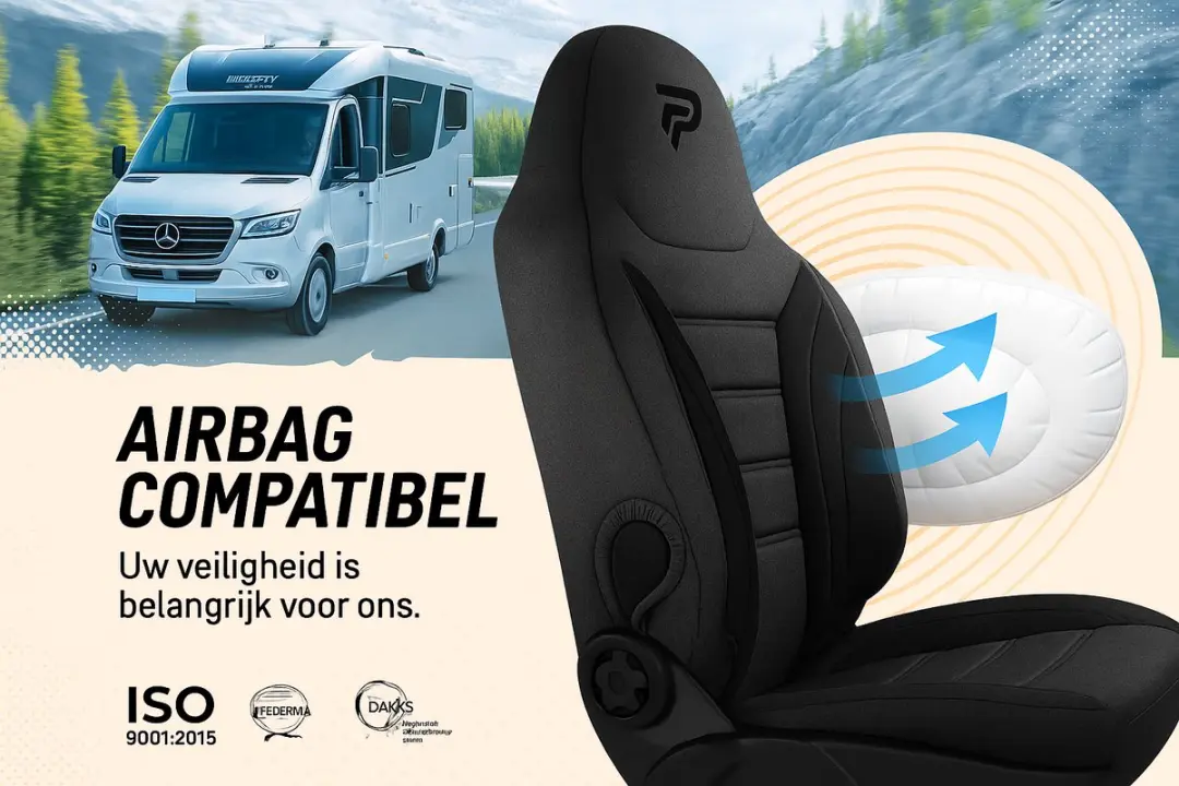 Panda Camperstoelhoezen Renault Master IV - Jacquard Zwart - 2 Stuks