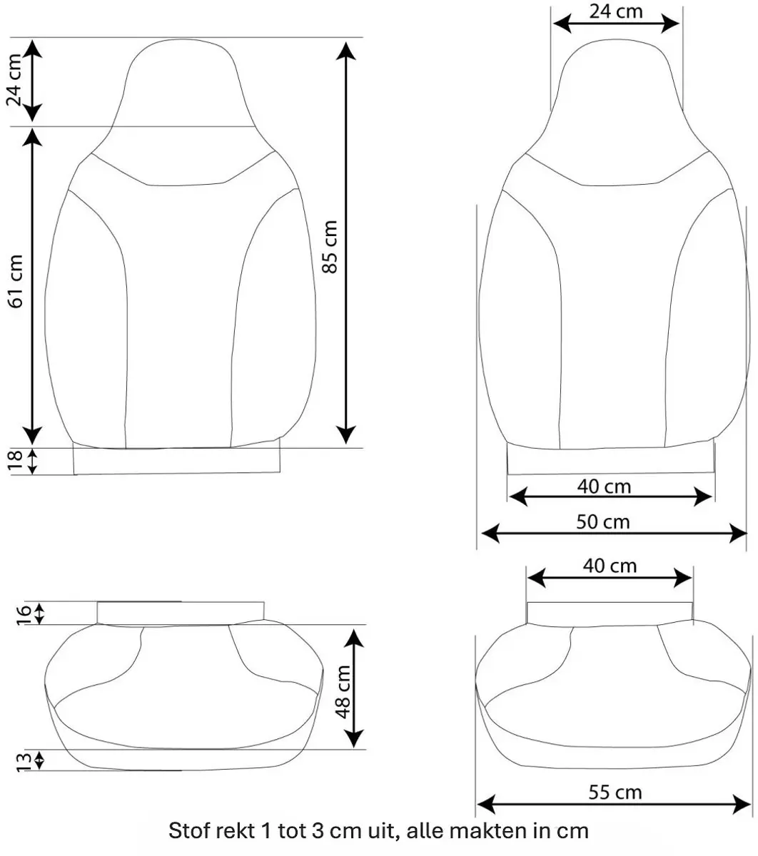 Panda Camperstoelhoezen Renault Master IV - Jacquard Zwart - 2 Stuks