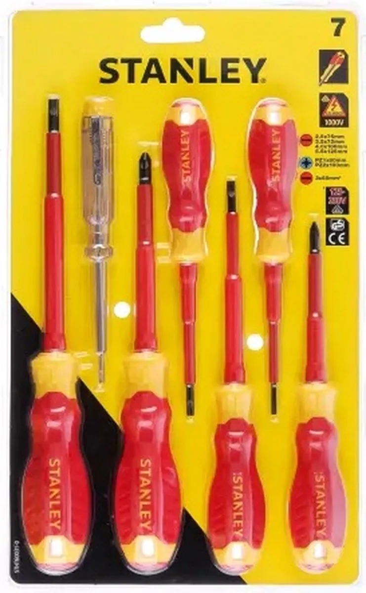 Stanley FatMax VDE Schroevendraaierset 7-delig - PZ1/PZ2/SL2.5-5.5 - Rood